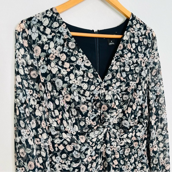 Club Monaco Mulberry Silk Twist Drape Mini Dress in Color Blue Dahlia. Size 8. - Picture 6 of 15